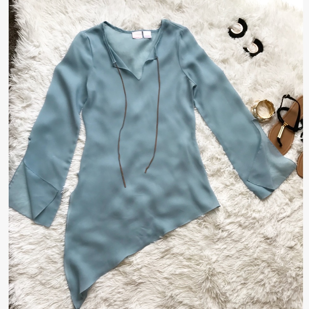 Light blue sheer blouse
